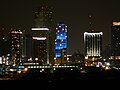 Tower lit blue and decorated with snowflake lights for Christmas Seasons before 2010