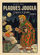 Publicité « Avec les plaques Jougla, j'opère à toute heure », 1905.