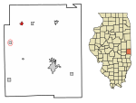 Location of Hume in Edgar County, Illinois.