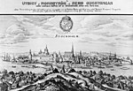 Utsikt från Brunkeberg över Norrström mot slottet, ca 1560.