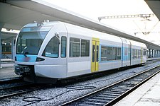 A Stadler GTW 2/6 terminating at Thessaloniki.