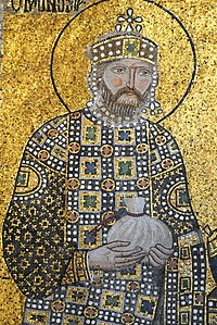 ’n Mosaïek van Konstantyn IX in die Hagia Sophia.