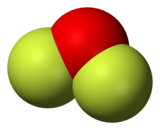 Space-filling model of the oxygen difluoride molecule