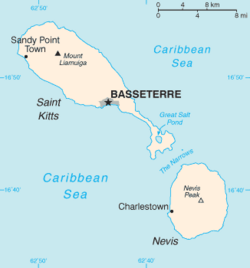 Nevis (ve Saint Kitts) haritasi