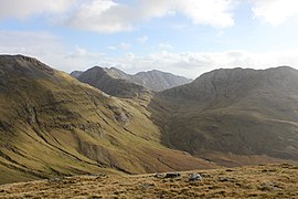 Intersection of Benbaun, Bencollaghduff and Benbreen, viewed from Muckanaght