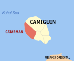 Map of Camiguin with Catarman highlighted