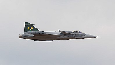 Avión de caza Gripen F-39E de la Fuerza Aérea Brasileña.