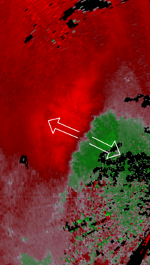 Downburst on a weather radar