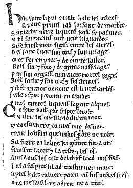Fac-similé d'un manuscrit du Moyen-Âge, le manuscrit d'Oxford, en noir et blanc.