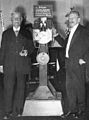 Image 11Max Skladanowsky (right) in 1934 with his brother Eugen and the Bioscop (from History of film technology)