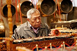 Traditional indonesian instrument being played at the indonesian embassy