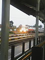 The Bandung Raya local train arrives at Cicalengka station