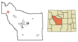 Location of Dubois in Fremont County, Wyoming.