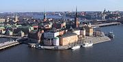 Riddarholmen op de voorgrond met links daarachter Gamla Stan