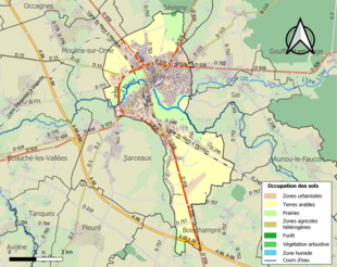 Carte en couleurs présentant l'occupation des sols.