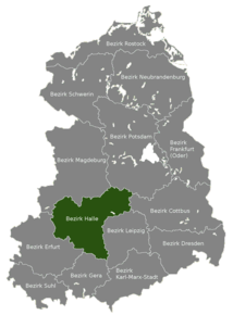 Kart over Bezirk Halle