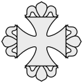 Liliomvégű talpas kereszt (fr: croix pattée fleuronnée, de: Kleeblattazenkreuz)