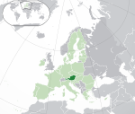 Map showing Austria in Europe