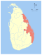 Map indicating the extent of Eastern Province within Sri Lanka