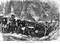 Convoy of Sick and Wounded crossing a River on the Road to Coomassie, 1874