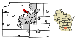 Location of Waunakee in Dane County, Wisconsin