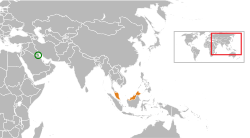 Map indicating locations of Kuwait and Malaysia