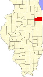 Map of Illinois highlighting Kankakee County