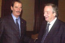 President Vicente Fox and President Néstor Kirchner in Monterrey, Mexico; January 2004.