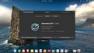 Elementary OS 6.1 - Mostrando información del Sistema