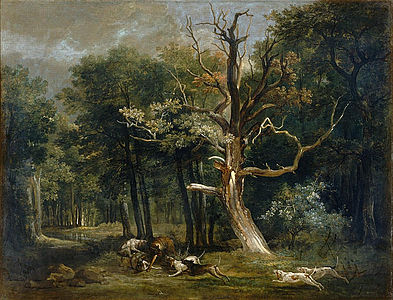 Caça ao lobo na floresta por Jean-Baptiste Oudry (1748)