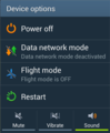 Image 45"Device options" menu of Samsung Mobile's TouchWiz user interface as of 2013, accessed by holding the power button for a second (from Smartphone)