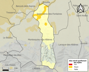 Carte des zones d'aléa retrait-gonflement des argiles.