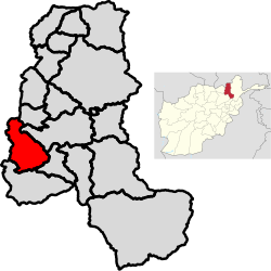 Map of Takhar Province with Bangi highlighted in red