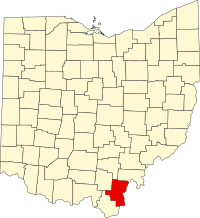 Locatie van Gallia County in Ohio