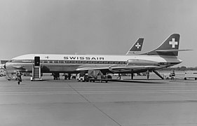 La Caravelle du constructeur français Sud-Aviation, mise en service en 1959.