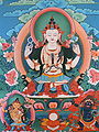 Avalokiteshvaraa esittävä bhutanilainen thangka.