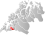 Gratangen markert med rødt på fylkeskartet