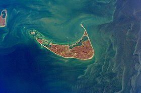 Image satellite de l'île de Nantucket.