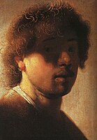 El joven Rembrandt (22 años), claroscuro (hacia 1628).