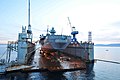 January 2015, USS Mount Whitney in floating drydock in Rijeka, Croatia.