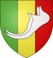 The arms of Poulaines, a French village named for the long-toed medieval shoe