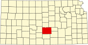 Map of Kansas highlighting Reno County