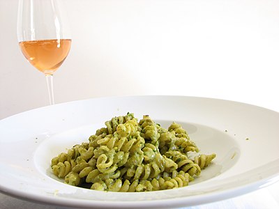 Fusilli au pesto de pistacchio verde di Bronte.