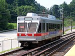 SEPTA N-5 train #144 of the Norristown High Speed Line as it enters the Gulph Mills station in Upper Merion, Pennsylvania, in 2005