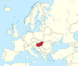 匈牙利響歐洲嘅位置（紅色）