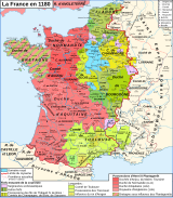 Les fiefs de France, dont la seigneurie de Déols, en 1180.