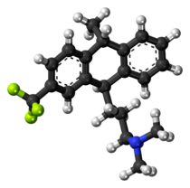 Ball-and-stick model of the fluotracen molecule