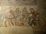 Musikern Marsyas straff Romersk mosaik, som finns i Kourion.