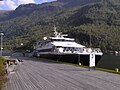 Catamaran in de haven van Flåm