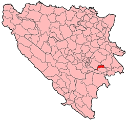 Location of Pale-Prača within Bosnia and Herzegovina.